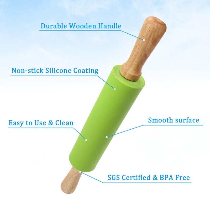 Ewinever 1Set Rolling Pin Pastry Mat Set Non-Stick 6 in 1 Dough Roller Baking Kit with Pastry Cutter Reusable Kneading Mat Scraper Basting Brush - Image 4